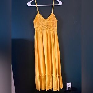 Blush Yellow Crochet Maxi Dress